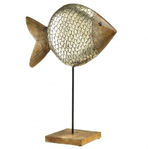 Floristik24 Dřevokovová ozdobná ryba mosaz námořní 33x11,5x37cm