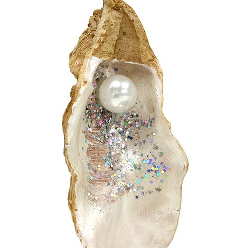 položky Ústřice s perlou a slídou k zavěšení 10,5 cm