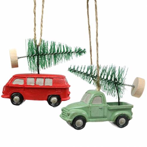 Floristik24 Vánoční ozdoby na auto s jedle červená / zelená 2ks
