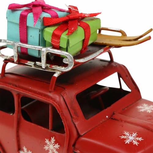 Floristik24 Vánoční auto s balíčky červené L11cm