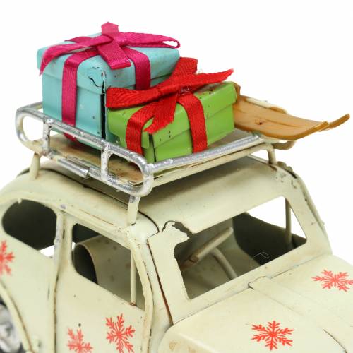 Floristik24 Vánoční auto s balíčky bílé L11cm