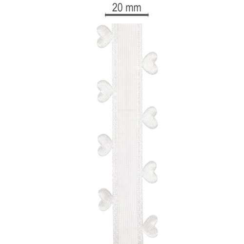 Dekorativní bílá stuha se srdíčky pro kreativní tvoření, 20 mm x 15 m | Floristik24.cz