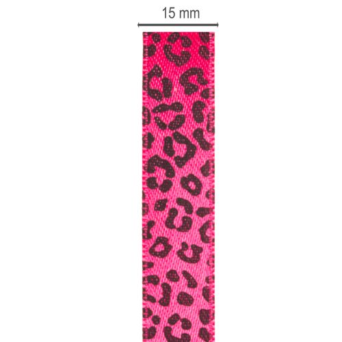 Dekorativní stuha s leopardím vzorem, růžová, 15 mm x 18 m | Floristik24.cz