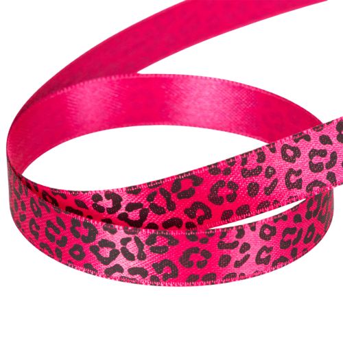 Dekorativní stuha s leopardím vzorem, růžová, 15 mm x 18 m | Floristik24.cz