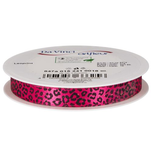 Dekorativní stuha s leopardím vzorem, růžová, 15 mm x 18 m | Floristik24.cz