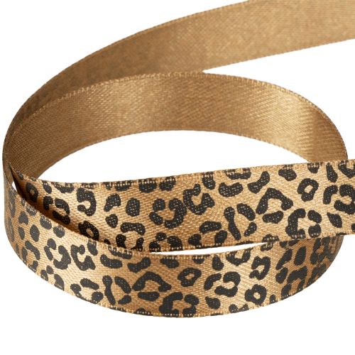 položky Hedvábná stuha s leopardím vzorem, hnědá a černá, 15 mm, 18 m