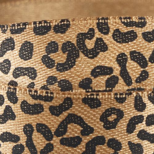 položky Hedvábná stuha s leopardím vzorem, hnědá a černá, 15 mm, 18 m