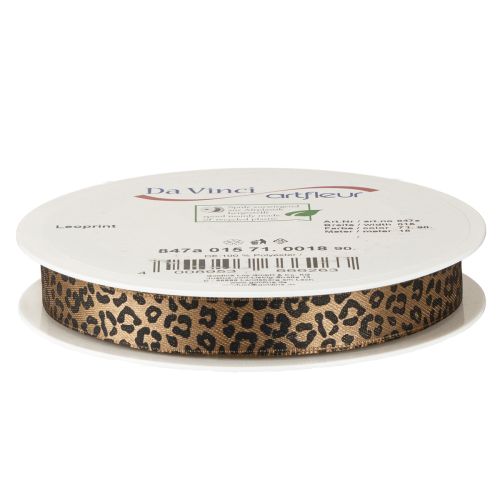 Hedvábná stuha s leopardím vzorem, hnědá a černá, 15 mm, 18 m | Floristik24.cz