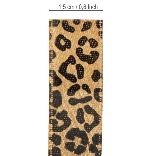 položky Hedvábná stuha s leopardím vzorem, hnědá a černá, 15 mm, 18 m