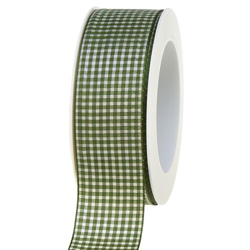 Floristik24 Dárková stuha ozdobná stuha károvaná zelená krémová 40mm 20m