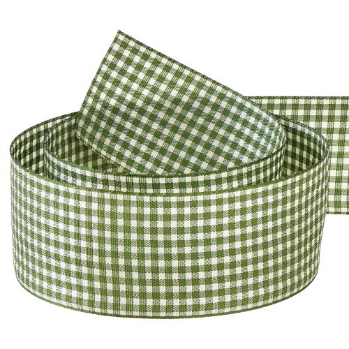 Floristik24 Dárková stuha ozdobná stuha károvaná zelená krémová 40mm 20m