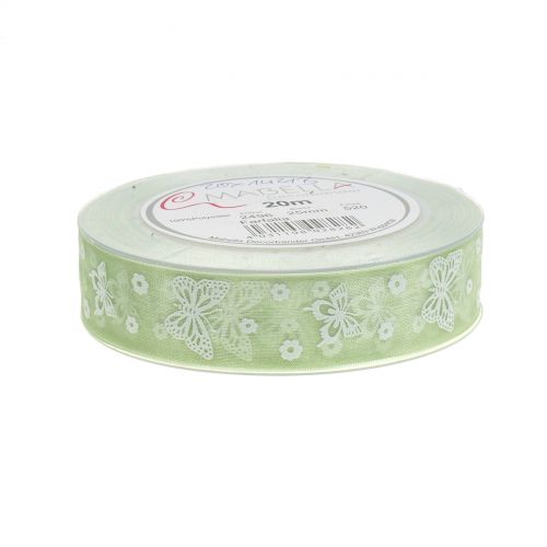 Floristik24 Organzová stuha motýl mátový 25mm 20m