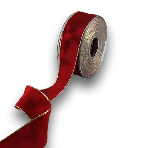 Floristik24 Hedvábná stuha Bordo se zlatým okrajem 40mm 25m