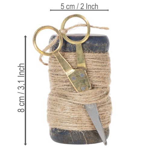 položky Jutová stuha s nůžkami, cívka, Ø5cm, výška 8cm, 2 ks