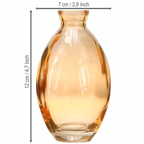 položky Baňatá váza skleněné mini vázičky oranžové Ø7cm H12cm 6 ks