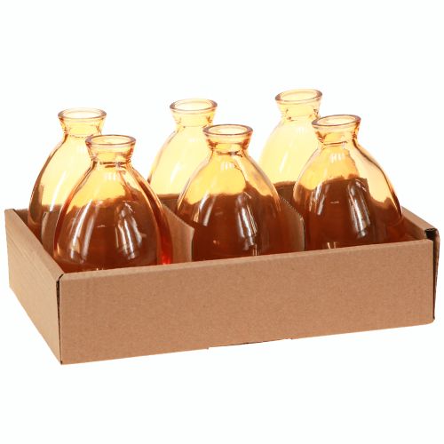 položky Baňatá váza skleněné mini vázičky oranžové Ø7cm H12cm 6 ks