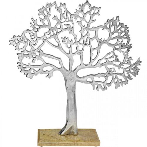 položky Deco strom kov velký, kov stromek stříbrný dřevo V42,5cm