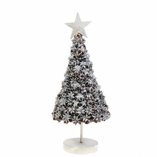 Floristik24 Ozdobný vánoční stromek badyán bílé prané třpytky 30cm