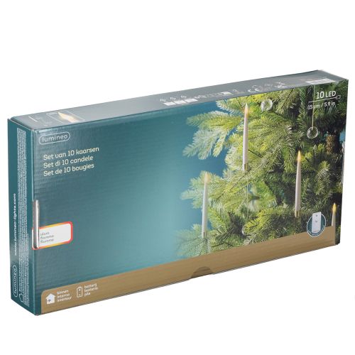 položky Svíčky na stromeček LED tyčinkové svíčky s křišťálovým žlutým světlem 31cm 10 kusů
