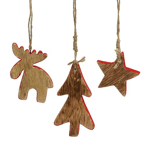 Ozdoby na stromeček mix červená, příroda 7cm - 9cm 9ks