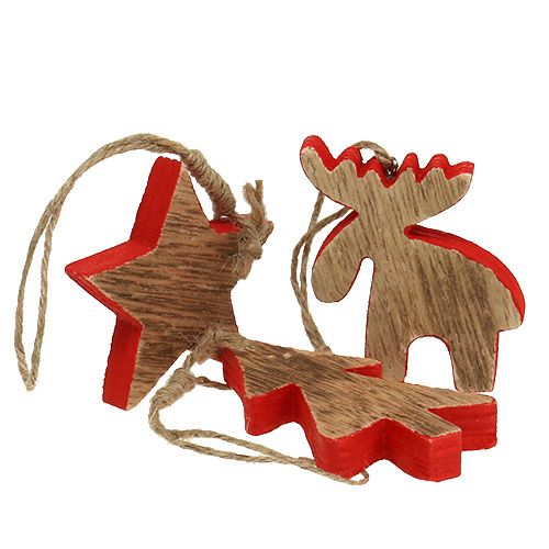 Floristik24 Ozdoby na stromeček mix červená, příroda 7cm - 9cm 9ks