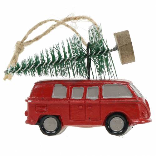 Ozdoby na stromeček auto s jedlí 6,5cm k zavěšení 4ks
