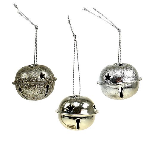 Floristik24 Vánoční ozdoba na stromeček zvonek kovový 4cm stříbrný 12ks