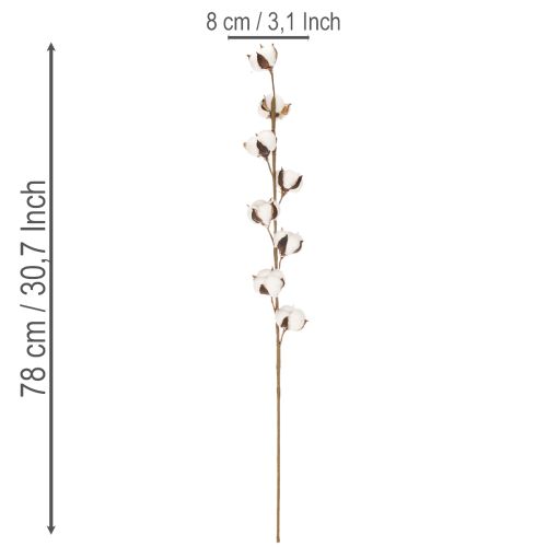 Umělá bavlněná větev s 8 pravými květy, 78 cm | Floristik24.cz