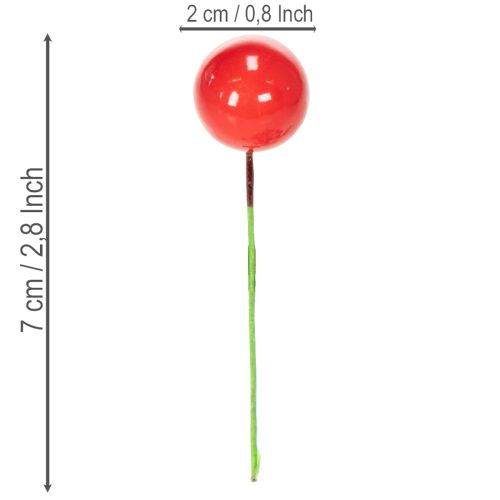 Umělé mini vánoční ozdoby z červených bobulí na květinovou dekoraci, 2 cm, 48 kusů | Floristik24.cz
