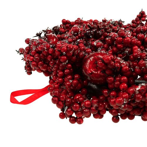 Floristik24 Bobuľový věnec Ø 36cm, slazený červený