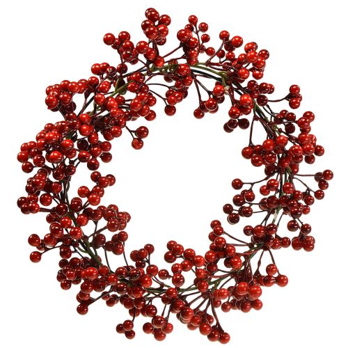 Berry věnec Červené umělé rostliny Červené Vánoce Ø30cm