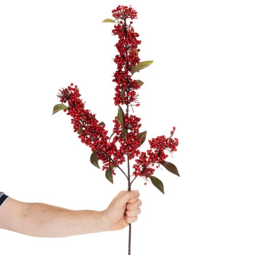 Umělá větev s červenými bobulemi a listy, 96 cm | Floristik24.cz