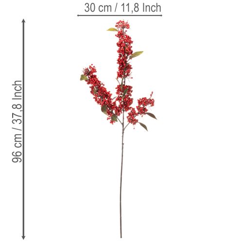 Umělá větev s červenými bobulemi a listy, 96 cm | Floristik24.cz