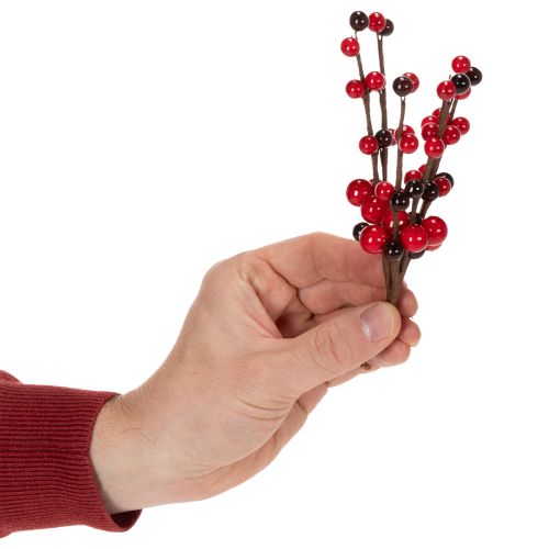 Umělá větvička s červenými bobulemi, 15 cm, 6 kusů | Floristik24.cz
