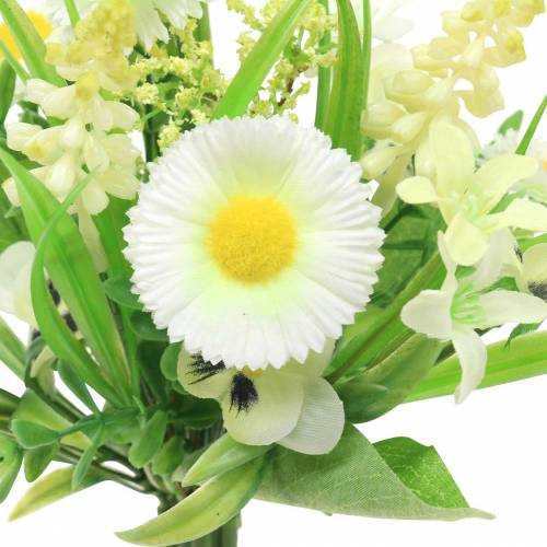Floristik24 Jarní kytice s bellis a hyacintem umělá bílá, žlutá 25cm