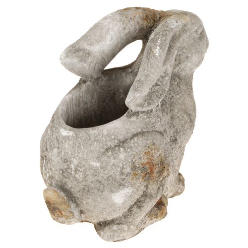 položky Dekorativní betonový květináč s králíkem, velikonoční starožitný šedý, výška 27 cm