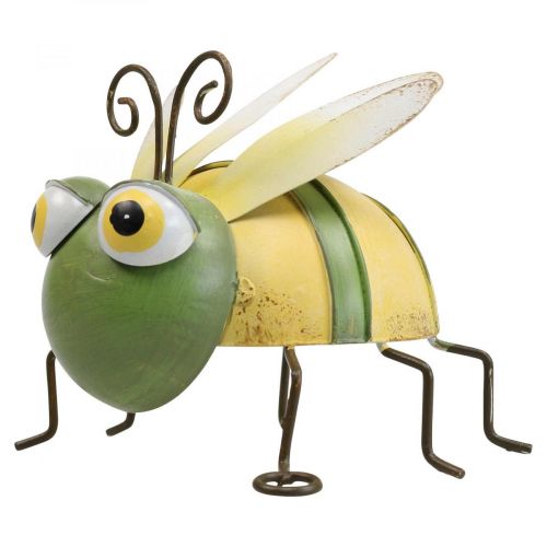 Floristik24 Zahradní figurka včelka, ozdobná figurka kovový hmyz V9,5cm zelená žlutá