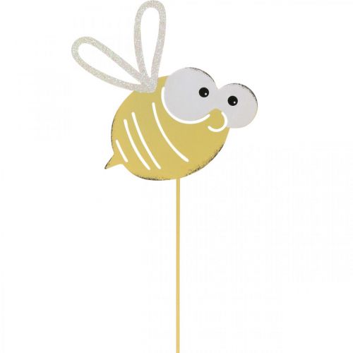 Včelka jako zástrčka, pružina, zahradní dekorace, kovová včelí žlutá, bílá L54cm 3ks