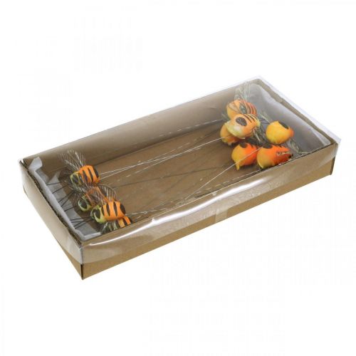 Floristik24 Deco včelka, jarní dekorace, včelka na drátě oranžová, žlutá B5/6,5cm 12ks