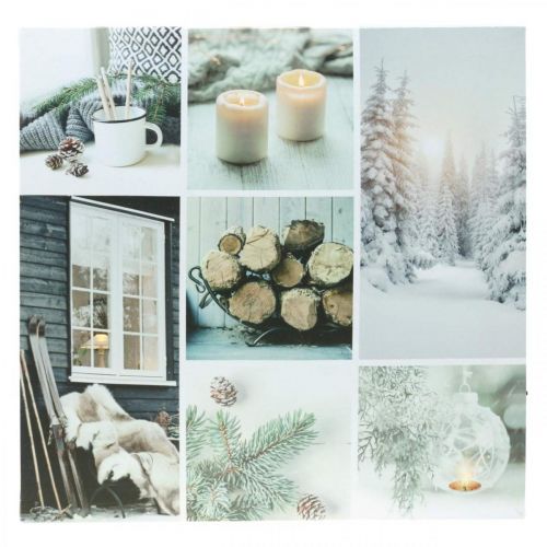 Floristik24 LED nástěnná malba vánoční rustikální bílá 38 × 38 cm Na baterie