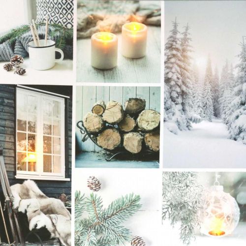 Floristik24 LED nástěnná malba vánoční rustikální bílá 38 × 38 cm Na baterie