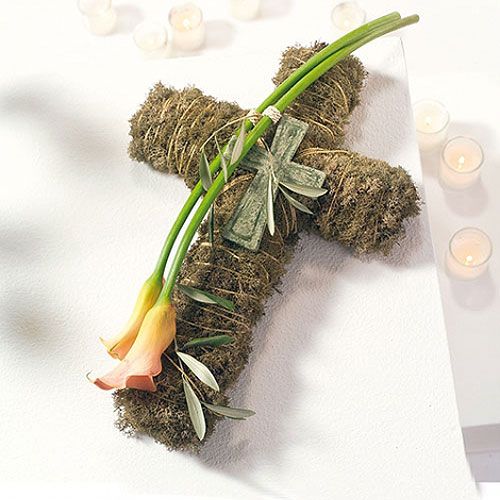 položky Květinový pěnový kříž malý zelený 42cm 4 kusy smuteční květinářství