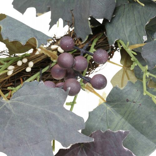 položky Ozdobný věnec z vinných listů a hroznů Podzimní věnec z vinné révy Ø60cm
