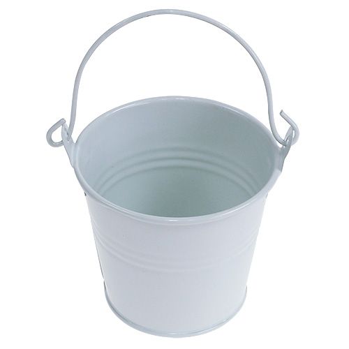 Floristik24 Plechové vědro bílé Ø8cm V7cm 12ks