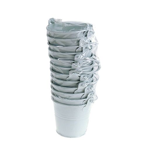 Floristik24 Plechové vědro bílé Ø8cm V7cm 12ks