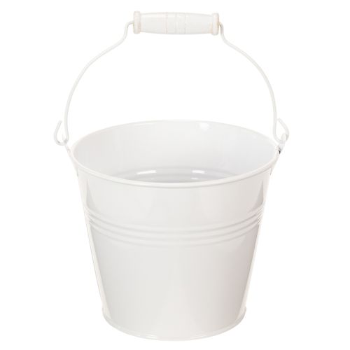 Bílé plechové kbelíky Ø14cm V12cm 6 ks nakoupit | Floristik24.cz
