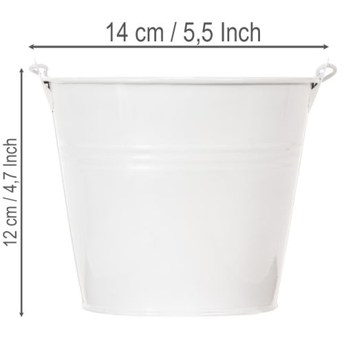 Bílé plechové kbelíky Ø14cm V12cm 6 ks | Floristik24.cz