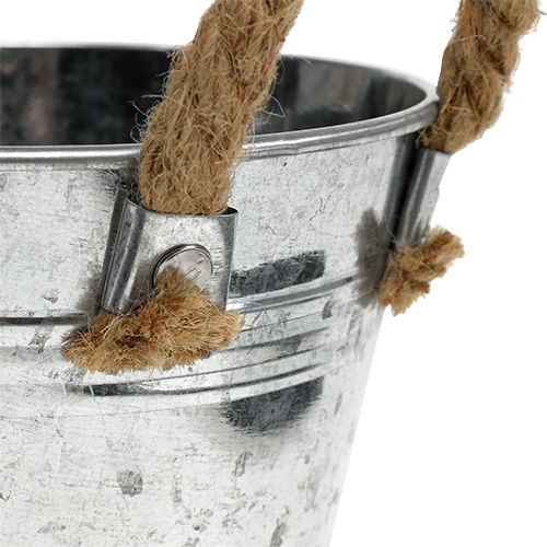 položky Lesklé kovové vědro s provazovými držadly Ø12cm