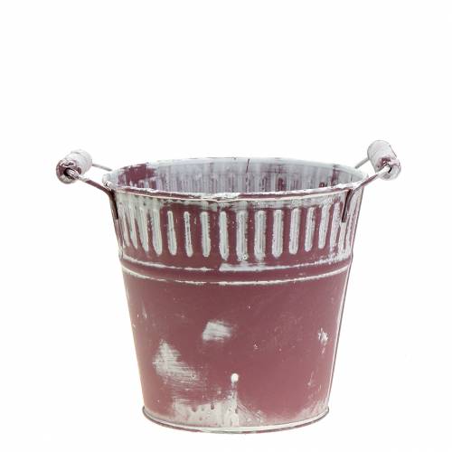 Plechové vědro fialové bílé prané Ø13cm H12cm 1 kus | Floristik24.cz
