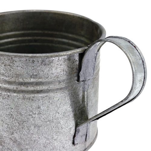 Floristik24 Plechová konev stříbrná matná Ø10,5cm H10cm 8ks